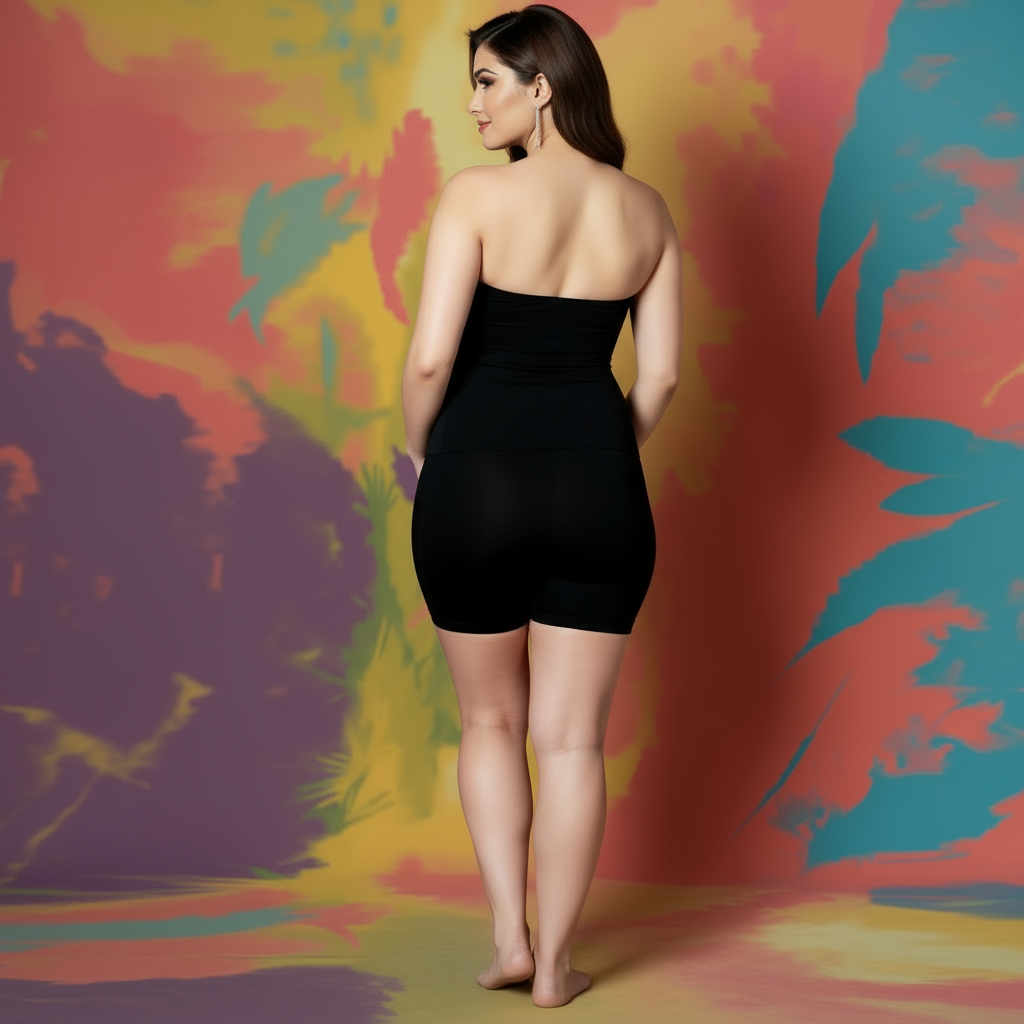 Black Maternity Shapewear Bodysuit with Shorts - Comfortable Pregnancy Support