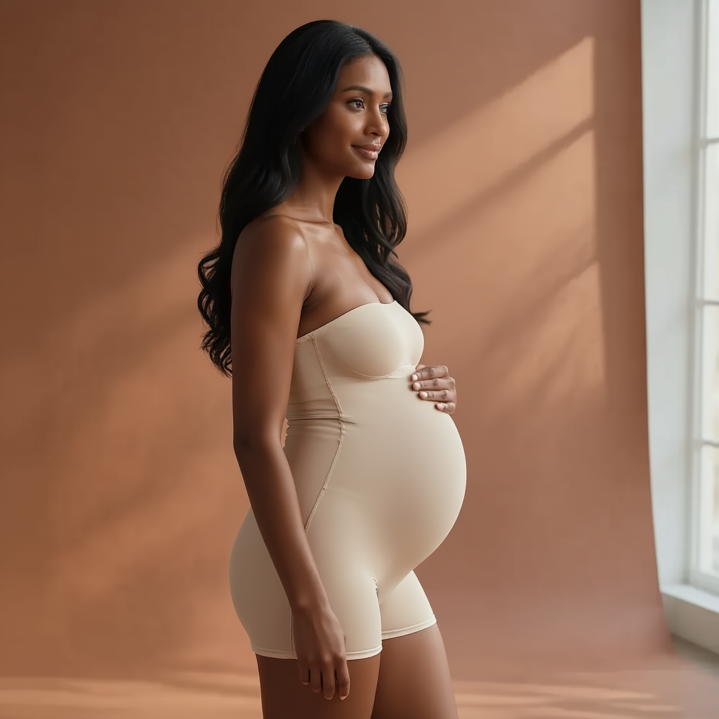 Nude Maternity Shapewear Bodysuit  - Gentle Pregnancy Support