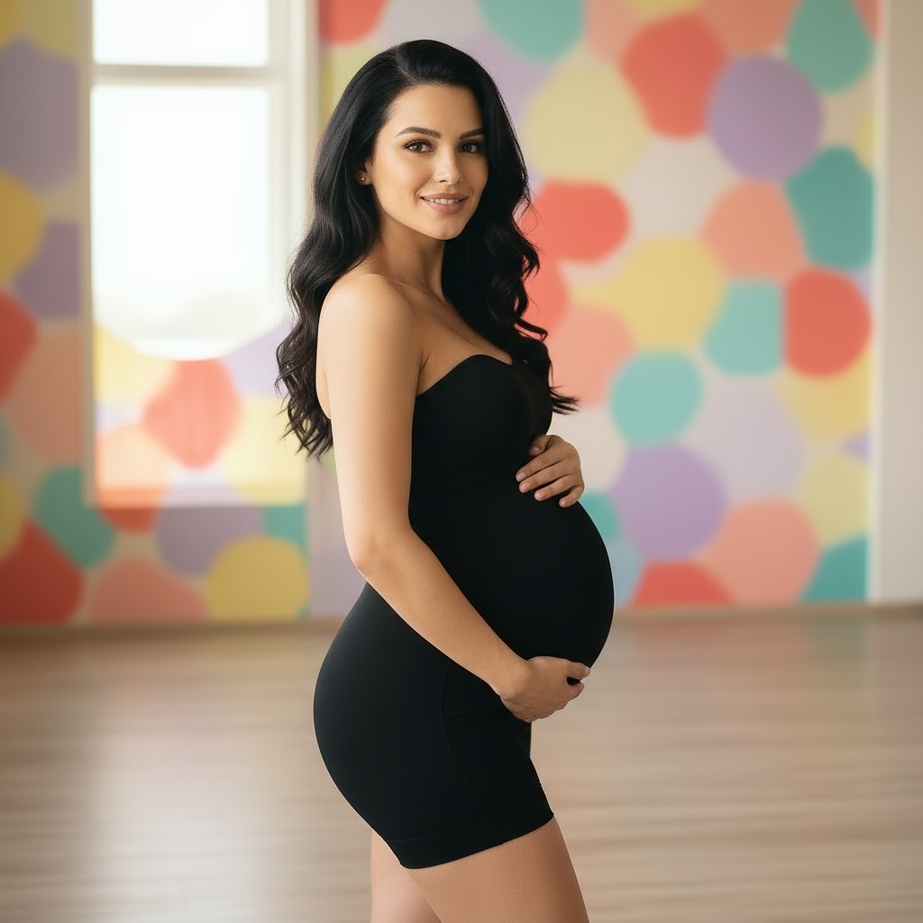 Black Maternity Shapewear Bodysuit - Comfortable Pregnancy Support